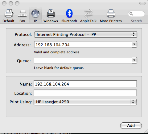 Mac Printing Configuration