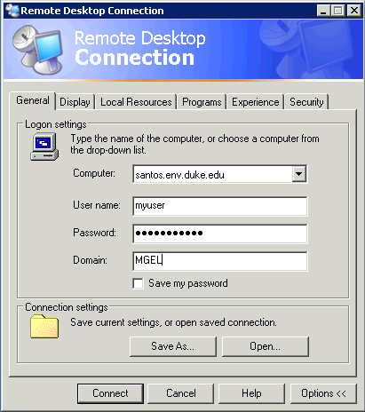 Remote Desktop Login Options